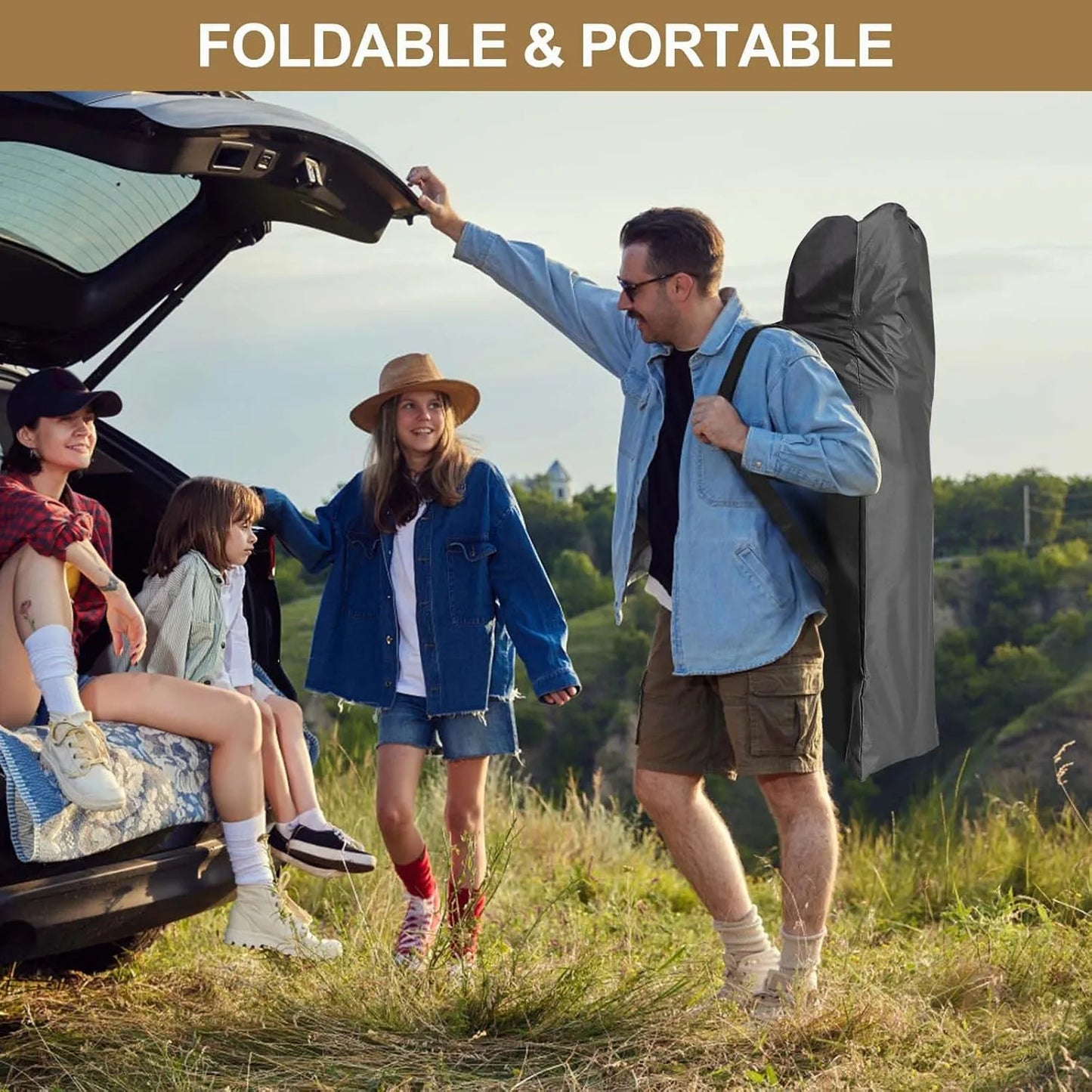 Portable outdoor recliner with double-sided mattress