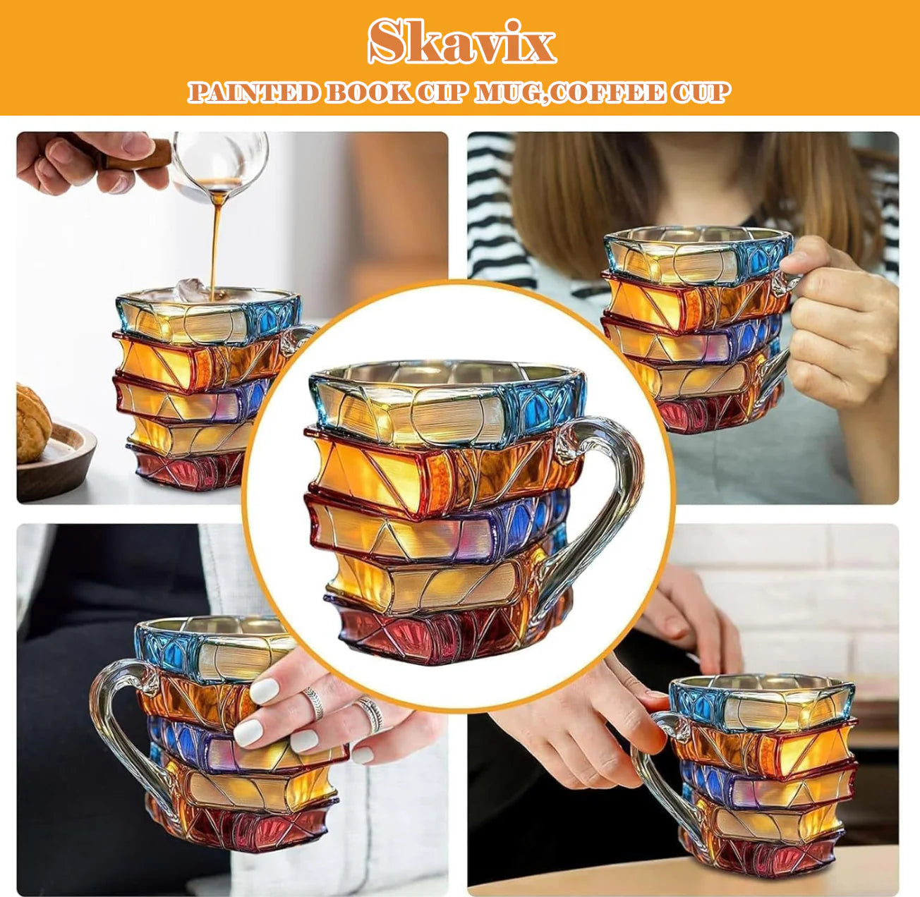 Painted Book Mug, Novelty 3d Painted Books Coffee