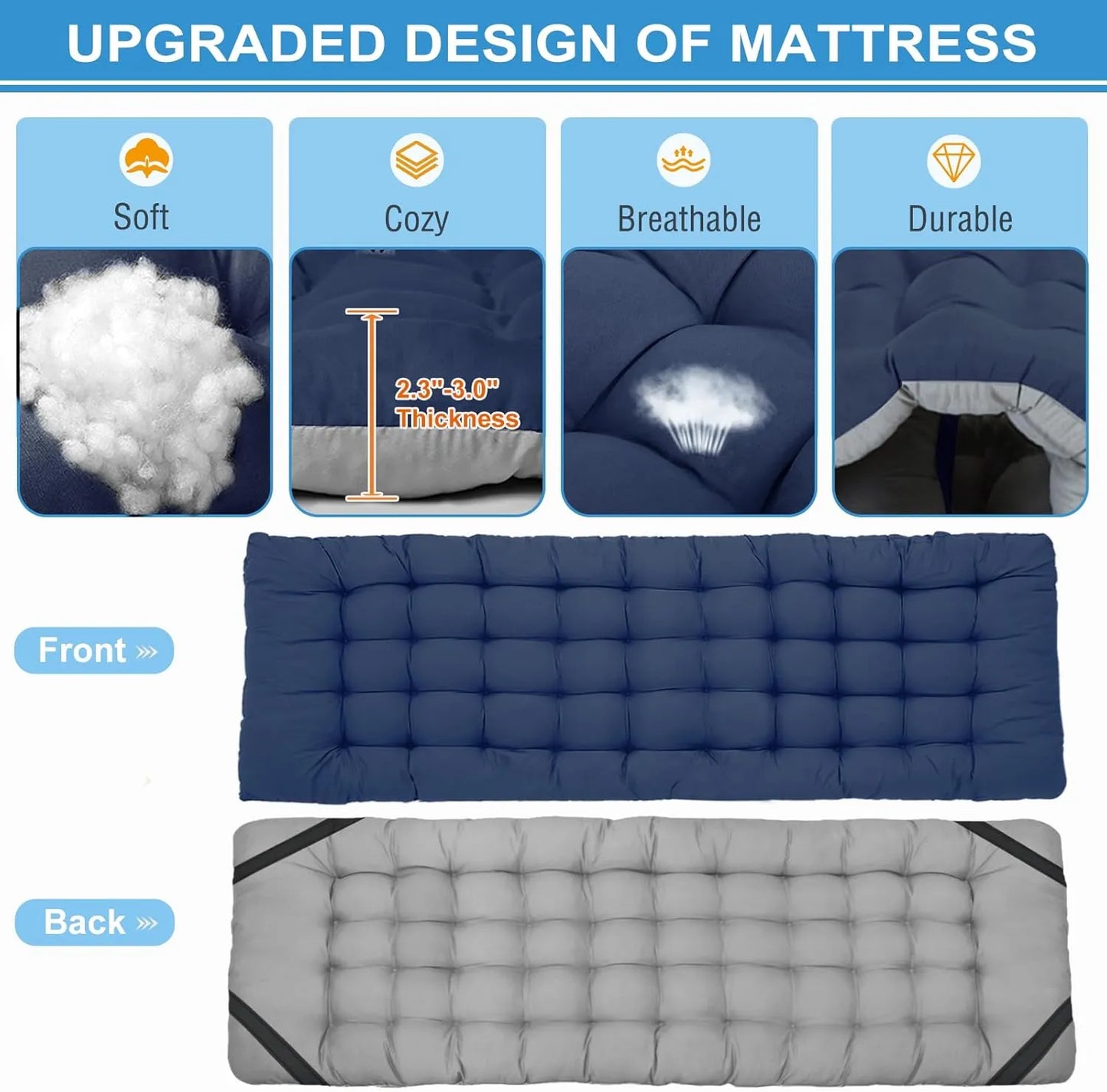 Portable outdoor recliner with double-sided mattress