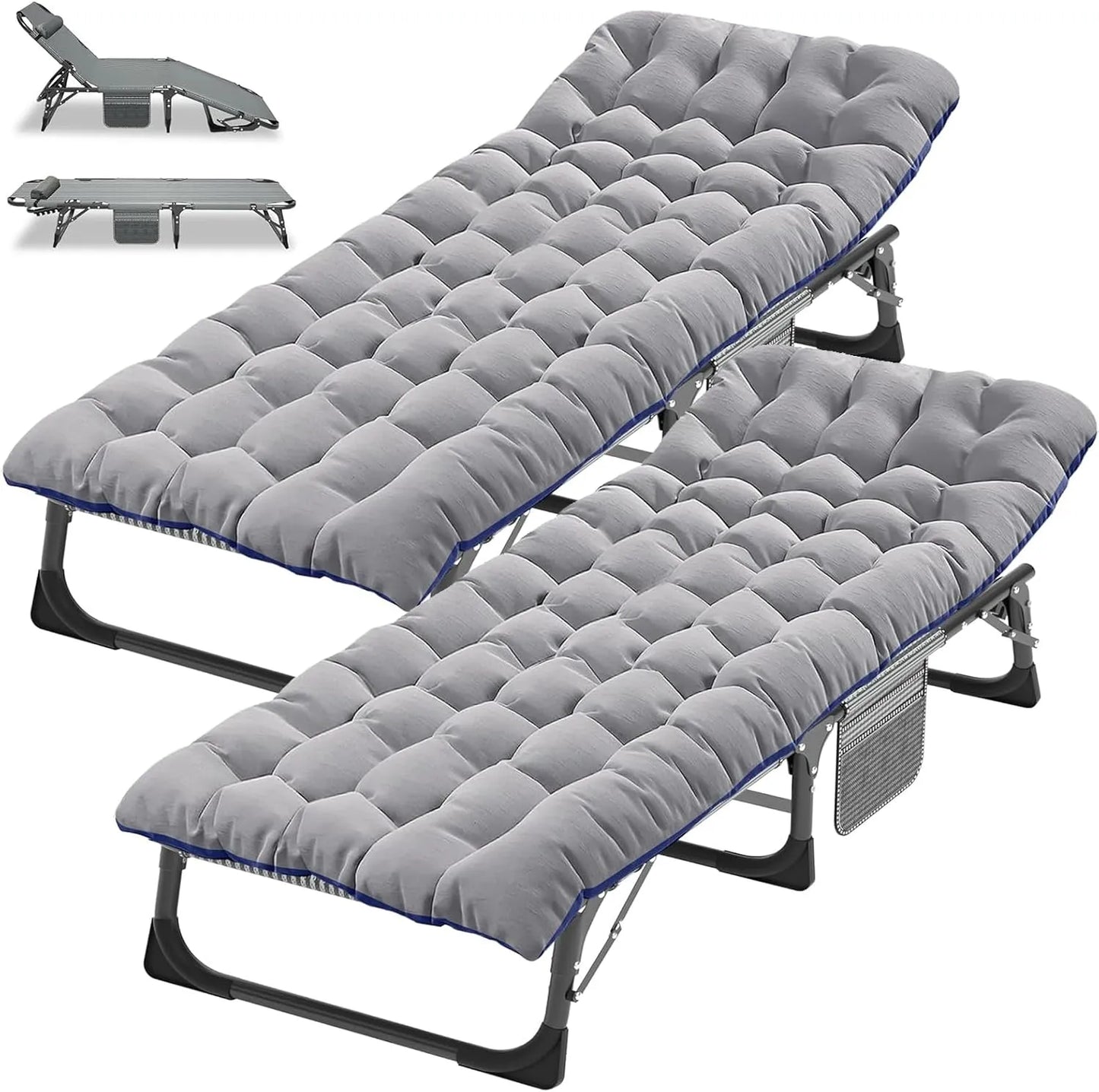 Portable outdoor recliner with double-sided mattress