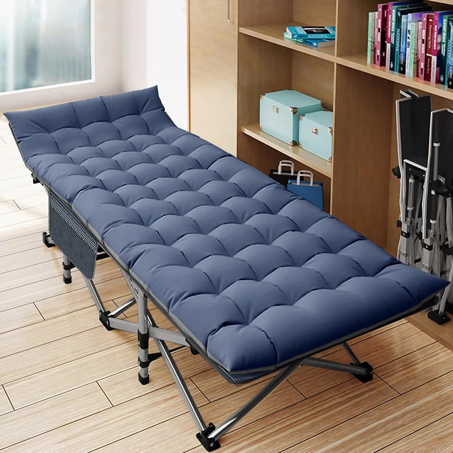 Portable outdoor recliner with double-sided mattress