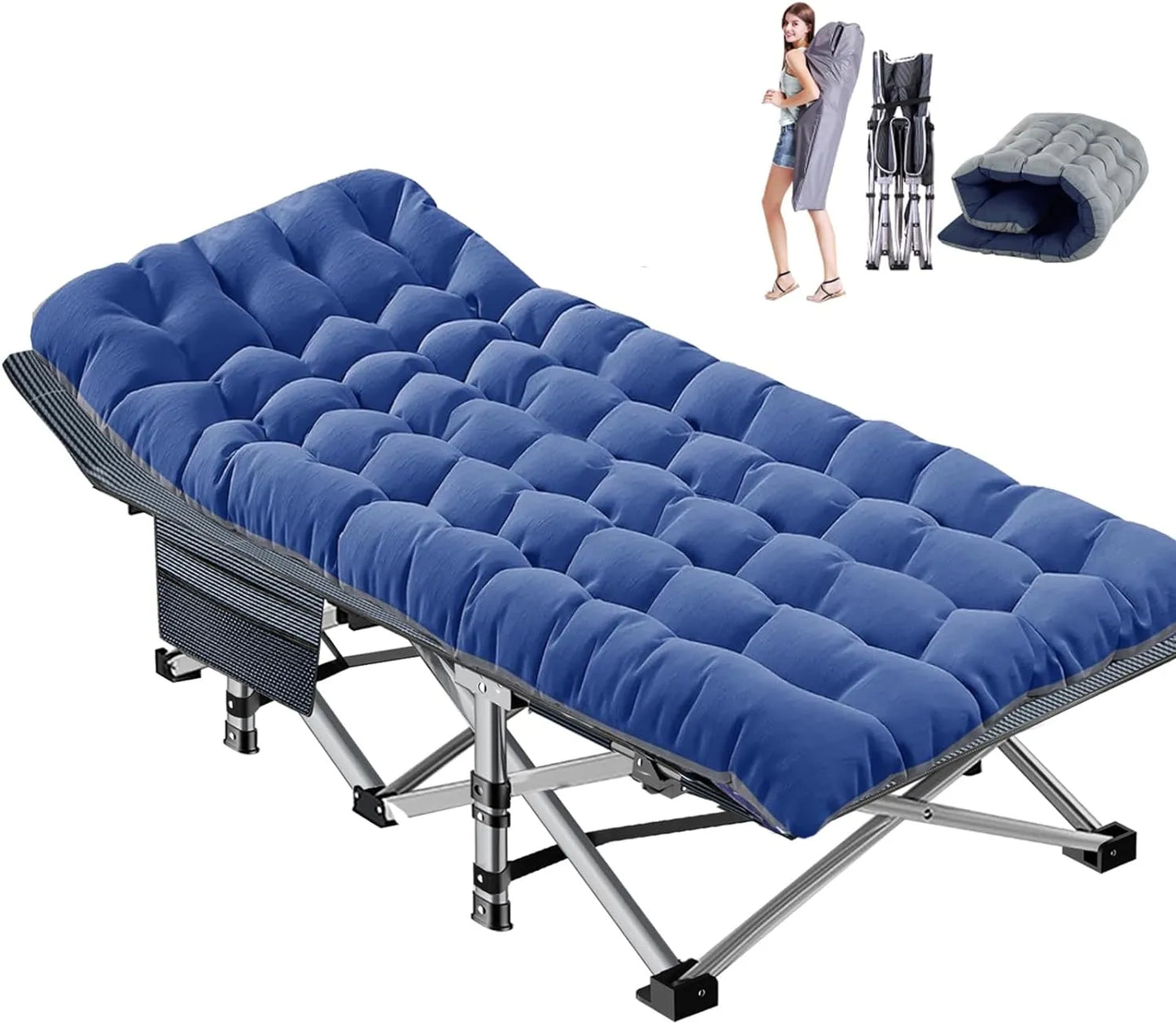 Portable outdoor recliner with double-sided mattress