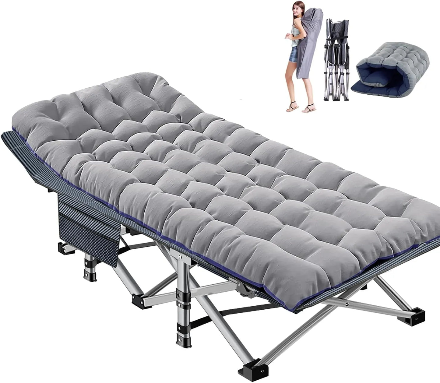 Portable outdoor recliner with double-sided mattress