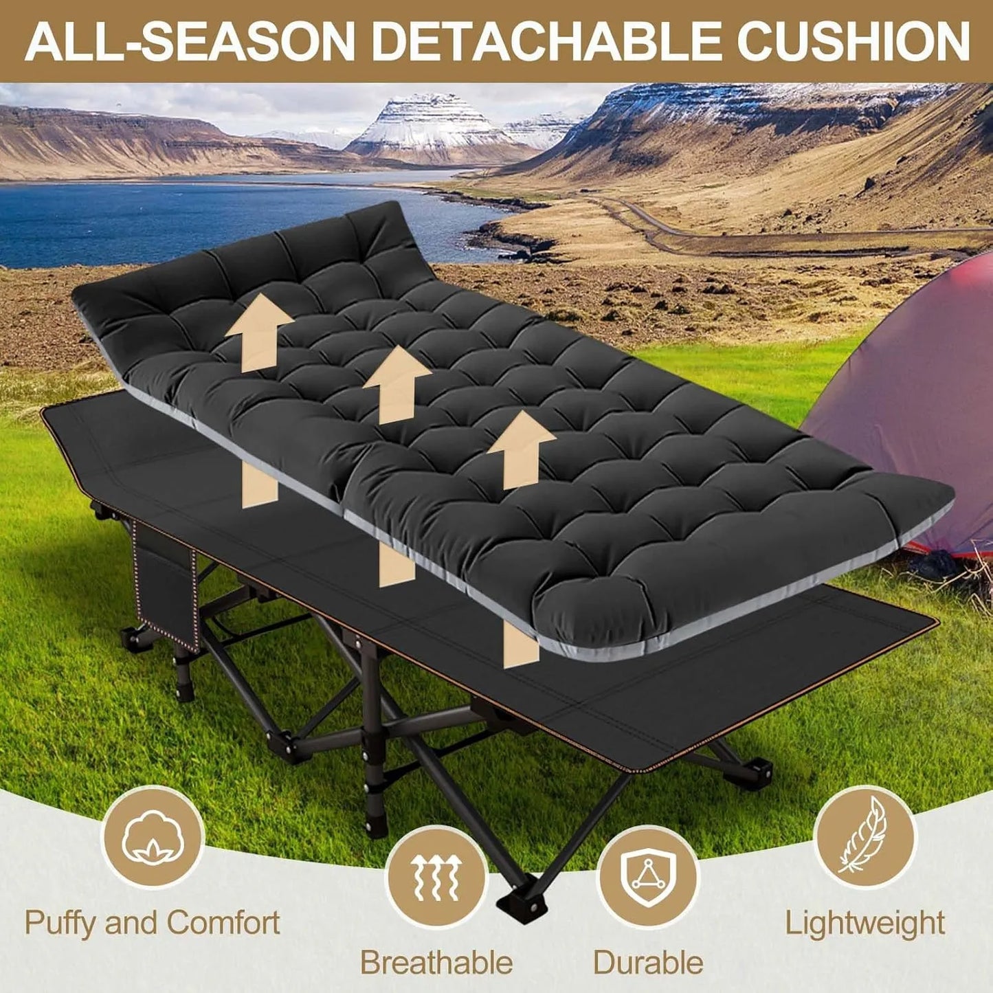 Portable outdoor recliner with double-sided mattress