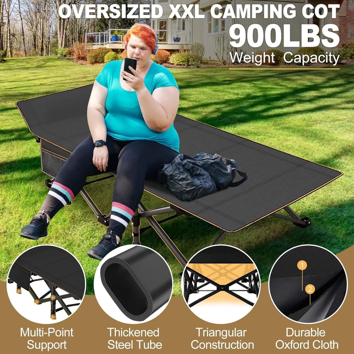Portable outdoor recliner with double-sided mattress