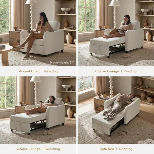 4-in-1 Convertible Sleeper Chair Bed, Accent Chair